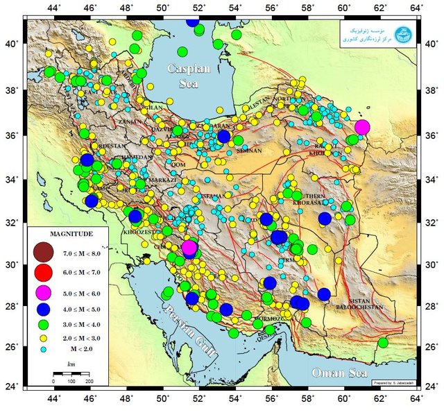 ثبت بیش از ۱۱۰۰ زمین‌لرزه در دی ۱۳۹۸ توسط مرکز لرزه‌نگاری مؤسسه ژئوفیزیک