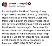 ترامپ آشکارا در سیاست داخلی عراق مداخله کرد